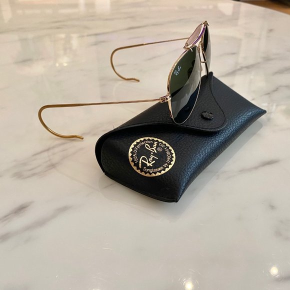 Never Worn Ray Ban Aviator Outdoorsman Sunglasses Gold Metal Frame - Picture 1 of 16